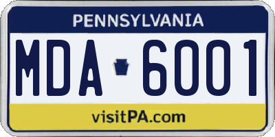 PA license plate MDA6001