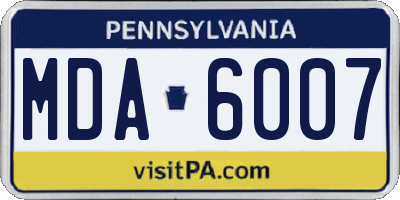 PA license plate MDA6007