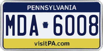 PA license plate MDA6008