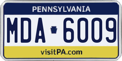 PA license plate MDA6009