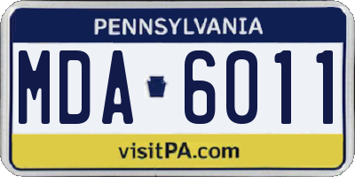 PA license plate MDA6011