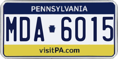 PA license plate MDA6015