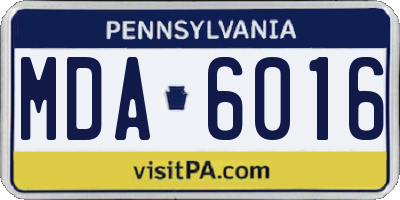 PA license plate MDA6016