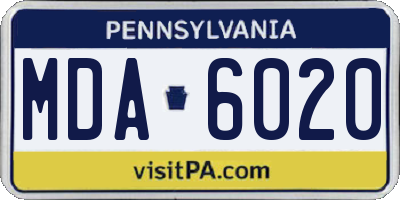 PA license plate MDA6020