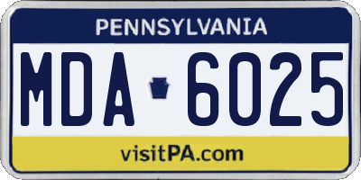 PA license plate MDA6025