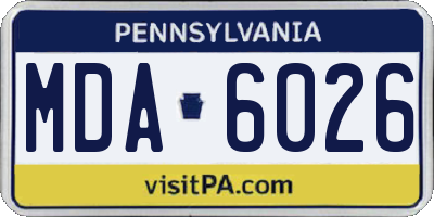 PA license plate MDA6026