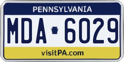PA license plate MDA6029