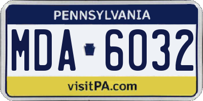 PA license plate MDA6032
