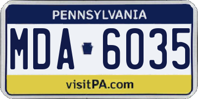 PA license plate MDA6035