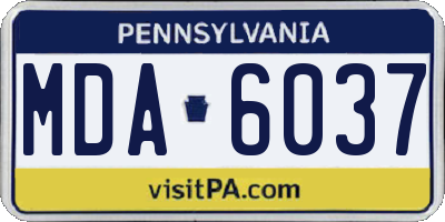 PA license plate MDA6037