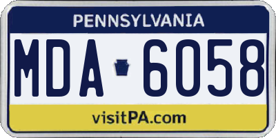 PA license plate MDA6058