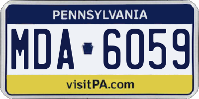 PA license plate MDA6059