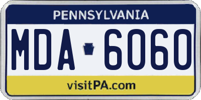 PA license plate MDA6060