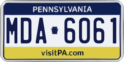 PA license plate MDA6061