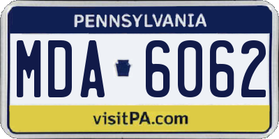 PA license plate MDA6062