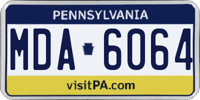 PA license plate MDA6064