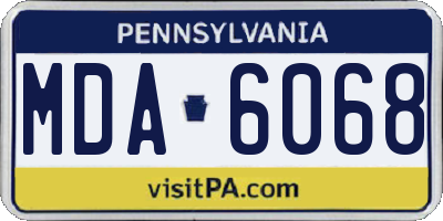 PA license plate MDA6068