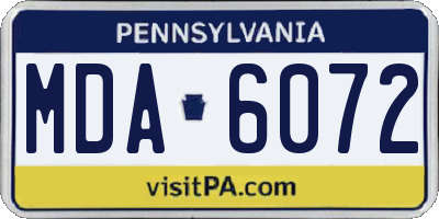 PA license plate MDA6072