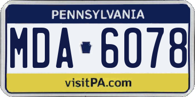 PA license plate MDA6078