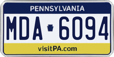 PA license plate MDA6094