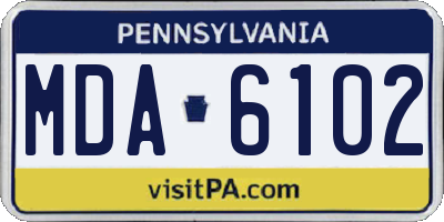 PA license plate MDA6102