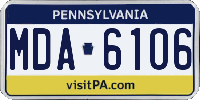 PA license plate MDA6106