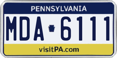 PA license plate MDA6111