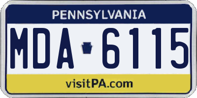 PA license plate MDA6115