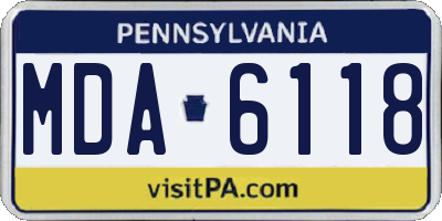 PA license plate MDA6118