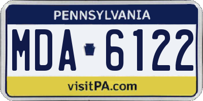 PA license plate MDA6122