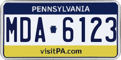 PA license plate MDA6123