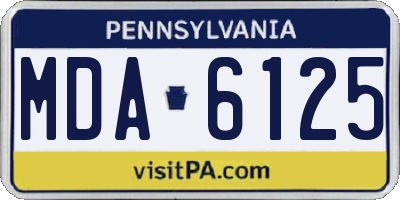 PA license plate MDA6125
