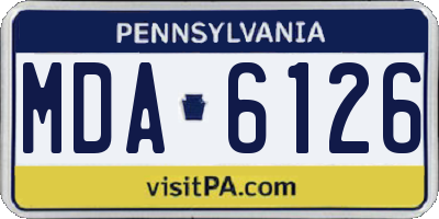 PA license plate MDA6126