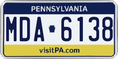 PA license plate MDA6138