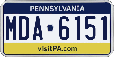PA license plate MDA6151