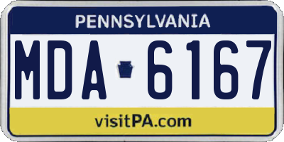 PA license plate MDA6167