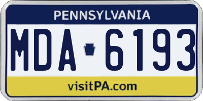 PA license plate MDA6193
