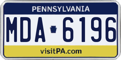 PA license plate MDA6196