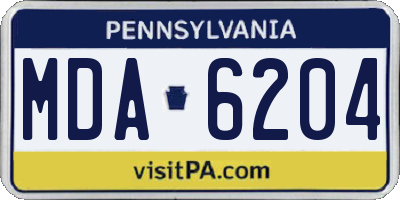 PA license plate MDA6204
