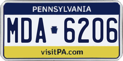 PA license plate MDA6206