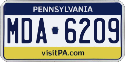 PA license plate MDA6209