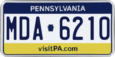 PA license plate MDA6210