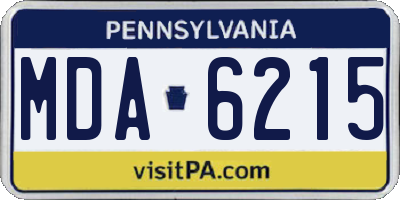 PA license plate MDA6215