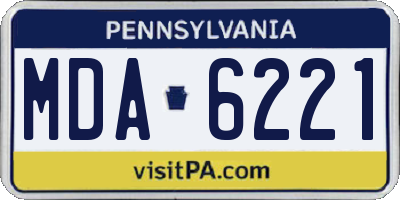 PA license plate MDA6221