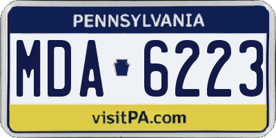 PA license plate MDA6223