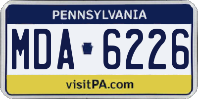 PA license plate MDA6226
