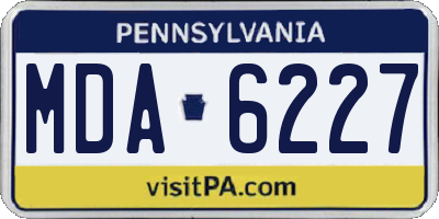 PA license plate MDA6227