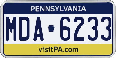 PA license plate MDA6233