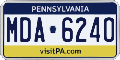 PA license plate MDA6240
