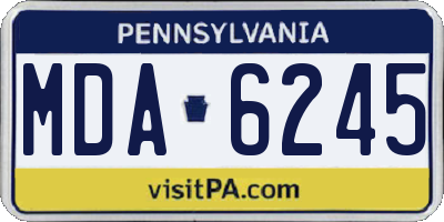 PA license plate MDA6245